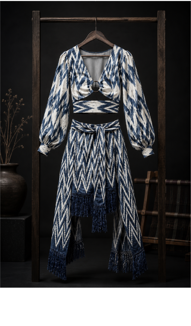 Makana Ikat Reserva — pieza de colección en tela de seda con técnica Ikat